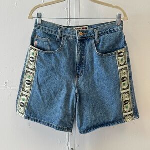 Vintage Y2K JuJu Dollar Bill Denim Women's Medium Wash‎ Jean Shorts Sz 11/12